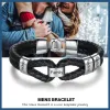 Armbanden Jewelora gepersonaliseerde mannen lederen armband met aangepaste kralen roestvrijstalen gegraveerde armbanden voor mannen mannelijke sieraden geschenken