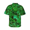Freizeithemden für Herren, grünes Marmor-Hawaii-Hemd, männlich, Strand, abstrakter Blattdruck, kurzärmelig, bequem, grafisch, trendige übergroße Blusen