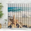 Shower Curtains Ocean Scene Sea White Beach Palm Coconut Tree Sunshine Spring Summer Holiday Vacation Landscape Bathroom Curtain