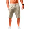 Shorts masculinos 2018 novos shorts de linho de algodão dos homens verão respirável sólida calças de linho fitness terno de rua S-5XLC240402