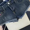 Shorts jeans com borda rolada de baixa ascensão para mulheres verão sexy calças elásticas apertadas jeans 240402