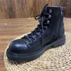 Botas vintage homens estilo punk plataforma grossa rendas até motocicleta equitação couro genine tornozelo alto superior sapatos de segurança de trabalho