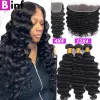 Closure BINF Hair Loose Deep Wave Bundles With Closure Brazilian Hair Weave 3/4 Bundles With Closure Raw Human Hair Bundles With Frontal