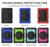 Per iPad Air2 9.7 pollici Pro 9.7 Custodia con impugnatura pieghevole Cavalletto girevole a 360° Cover ibrida resistente Silcione Custodia antiurto per bambini + Tracolla + Pellicola PET per schermo