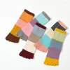 Women Socks 1Pairs Cotton Five Finger Colorful Stripes Split Toe Sports Kawaii Harajuku High Tube Five-Toe