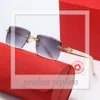 Buffs Neueste Modemenschen Designer Sonnenbrille Frau Brille Holzbankt Schläfe Diamant Randless Rechteck Sonnenbrille Freizeit Sonnenschutz Anti Ultraviolett Eye 868