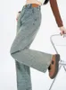 Jeans da donna 2024 coreano Y2K moda vintage pantaloni larghi a righe blu per le donne vestiti dritti pantaloni eleganti casual Lady Pantalons