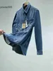 2024 봄과 가을 시즌 새로운 트렌디 브랜드 Fushen Mens Damo Four Grid Denim Blue Shirt Coat