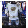 T Mens Sweater Shirts Heavy Industry Embroidered Crown European Long Sleeve T-Shirt Round Neck Bottoming -Shirt