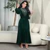 Vêtements ethniques Navy Broderie Abaya pour femmes 2024 Ramadan Eid Islamique Djellaba Dubaï Turquie Kaftan Marocain Robe Jalabiya Velvet Muslim