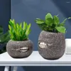 Vases Zipper Bouche Pot De Fleur Rond Ensemble De Résine Drôle Pour Le Jardinage Extérieur Intérieur 2pcs