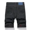 Pantaloncini di jeans da uomo larghi estivi, jeans corti ricamati dritti, pantaloncini alla moda a vita media con ragnatela, nero, taglia 31-40