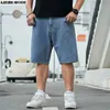 Shorts para hombres talla grande 42 44 46 48 Summer Mens de algodón pantalones cortos de mezclilla heterosexuales de la rodilla recta de la moda