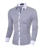 Mens Stripes skjortor Långärmad Slim White Social Casual Male Clothes Business Camisa Masculina Chemise Christmas Shirt 240329