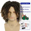 Peruca gnimegil dreadlocks sintéticos peruca para homens peruca trançada marrom ombre homem peruca afro bob peruca locs crochet chood hair short rock rock rock