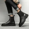 Boots 2021 Осень Новый Челси ботинки для мужчин черные ботинки платформа для ботинок мода Angle Winter Slip on Men Shoes new Botines Mujer