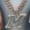 Iced out cz grande vvs moissanite placa de identificação pendente hip hop gigante jóias deluxe nome personalizado baguette carta colar rapper