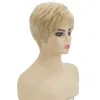 Wigs Fashion NUOVA IN PIXIE Cut Acconciatura Bionda parrucca sintetica riccia corta con scoppi capelli naturali come vera parrucca da festa per donne per le donne