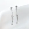 Oorbellen oevas 100% 925 Sterling zilver 0,6 karaat Moissanite diamant oorbellen voor vrouwen lange tassel pendientes trouwfeest fijne sieraden