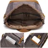 Backpack Waxed Canvas Waterproof Leather Mens Camping Travel Roll Top Rucksack 16 Inch Laptop Bag Vintage Students School Bags