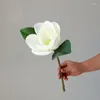 Decorative Flowers High-End Laminated Single-Head Large Simulation Magnolia Plastic Fake Flower Wedding Engineering Landscaping Accessories