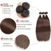 Purecolored 4 Chocolate Brown Bone Straight Human Hair Weave 134 Bunds 10a Brasilianska Remy S For Women 240327