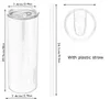 US CA Stock 25pcs/Carton Sublimation Blanks Straight Tumbler 20 oz Water Tumbler Cup with Lid and Straw In stock 5411