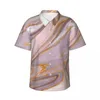 Chemises décontractées pour hommes Chemise d'impression liquide d'or Rose Marble Classic Summer Hommes à manches courtes Plage Modèle de mode coréenne Blouses surdimensionnées