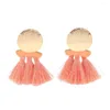 Dangle Earrings Women Thread Wool Long Tassel Circle Drop Statement Fringe