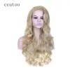 かつらccutoo 70cmゴールデンブロンドミックス波状長サイドスタイルスタイルの合成ウィッグ女性ヘアコスプレフルウィッグ耐熱繊維