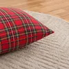 Taie d'oreiller Style noël à carreaux rouges, en coton, treillis, 45x45cm, Design géométrique Simple, couverture pour décoration de salon ML