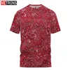 Heren t shirts zomer t-shirt rood patroon 3D printen schedel top casual ronde nek 2024 jeugd fashion trend korte mouw