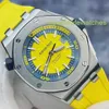 Lastest AP Wrist Watch Royal Oak Series 15710ST Rare Lemon Yellow and Blue Paired with Deep Dive 300 meter Precision Steel Automatic Mechanical Watch