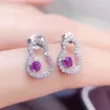 Studörhängen Natural Real Purple Amethyst Earring Cucurbit Style 3 3mm 0.15CT 2st Gemstone 925 Sterling Silver Fine Jewelry L243171