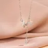 Pendant Necklaces Fashion Choker Butterfly Flashing Crystal Flower Clavicle Chain