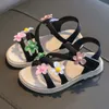 Été petites filles sandales fleur Simple mignon rose vert enfants enfant en bas âge bébé doux décontracté école fille chaussures 240329