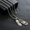 Feather Necklace Stainless Steel Pendant Hip Hop Jewelry Accessories Long Chain Men Party Decoration Chains291P