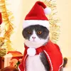 Appareils pour chiens Pet Christmas Cloak Coral Velvet Cats Cape à capuche avec un groupe élastique Cat Dress Up Accessoires pour la fête à thème