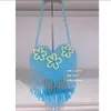 Shoulder Bags Acrylic Woven Beaded Bag Fashion Ins Lake Blue Heart Design Women's Summer Small Fresh Flower Ladies Handbag