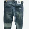 24ss início da primavera novo original único masculino lavado jeans listras clássicas high-end casual pequenas pegadas flor magro estiramento jeans 143631