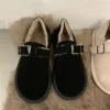 Flats Brand retro flock fur moccasins woman round toe casual slip on loafers winter dress shoes female sneakers new rubber fur