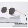 빈티지 팔각형 소형 프레임 스퀘어 선글라스 여성 브랜드 디자이너 금속 거울 패션 다각형 태양 안경 남성 240322