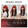 Wigs Red Ombre Black Cosplay Hair Synthetic Wig with Bangs for Women Long Straight Layered Halloween Party Wig Natural Heat Resistant