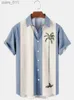 Casual shirts van heren Hawaiiaans shirt voor mannen Summer 3D Kokosboom Gedrukte gestreepte Holiday Short Sleeve Tops T -shirt oversized blouse casual mannen shirt 240402