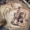 Gift Wrap 8 PCS Flower Lady Po Vintage Stickers Junk Journal Ephemera Girls Diy Retro Aesthetic Scrapbooking Material