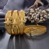 Armreifen 24K 4pcs/Los Dubai Gold Farbwälzes für Frauen Männer Afrikanische Nahe Osten Armreifen Armbänder Äthiopischer Schmuck