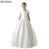 Arrival Flower Girl Dress First Communion Dresses For Girls Short Sleeve Belt With Flowers Customized 240325