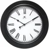 Horloges murales 16" Horloge romaine à tissage Finition en plastique noir Mouvement à quartz Chiffres 16" H X 16 "W 1,75" D