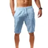 Männer Shorts 2024 Baumwolle Leinen Hosen Männlichen Sommer Atmungs Einfarbig Kurze Hosen Fitness Streetwear M-3xl
