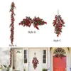 Couronne de fleurs décoratives de noël, baies rouges artificielles, pièce maîtresse rustique pour porte d'entrée